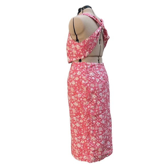 J. Crew (18 - NWT) Twist-Back Midi Dress  - Tossed Floral - Pink and White - Picture 6 of 10